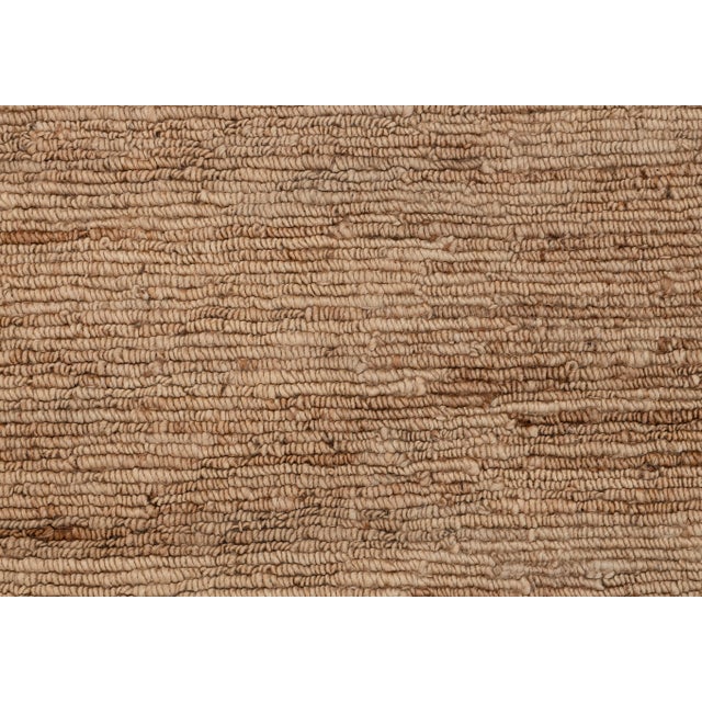High Quality Hand Knotted Tan Natural Jute Loop Pattern Solid Rug 10x14Ft. For Sale - Image 6 of 12