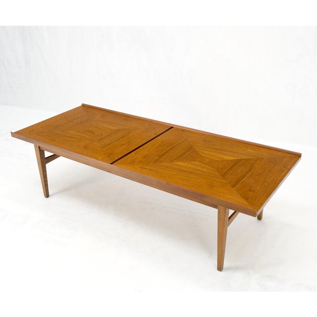 Mid-Century Modern Danish Mid-Century Modern Walnut Long Rectangle Coffee Table W Rolled Edge For Sale - Image 3 of 12