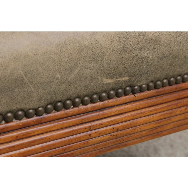 Brown French Louis XVI Carved Leather Arm Chair For Sale - Image 8 of 17