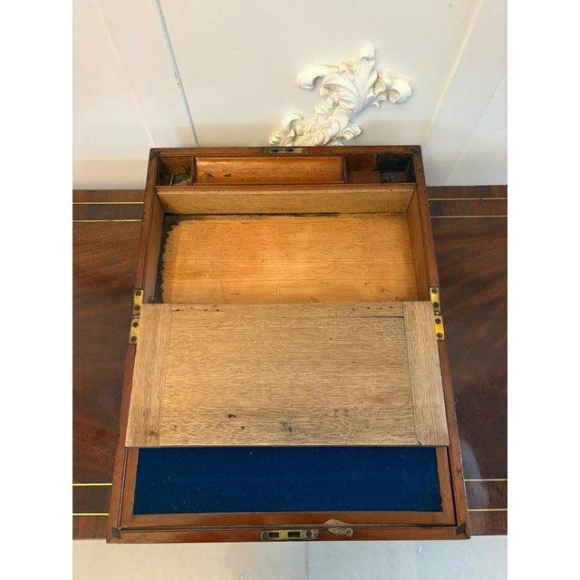 Brown Antique Georgian Mahogany Writing Slope Box with Fitted Interior and Secret Compartment, 1820 For Sale - Image 8 of 11