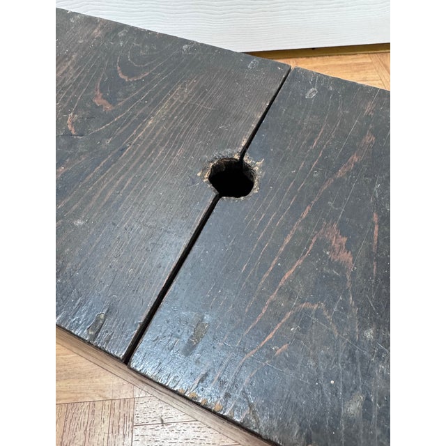 Antique Japanese Wooden Storage Box | Rustic Meiji–Taisho Dark Stained Cedar Chest With Iron Hasp | Small Wabi-Sabi Trunk For Sale In San Francisco - Image 6 of 10