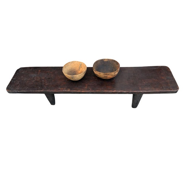 Vintage Large-Tribal-Wood-Senufo-Coffee-Table stool-78.5" W For Sale - Image 10 of 10