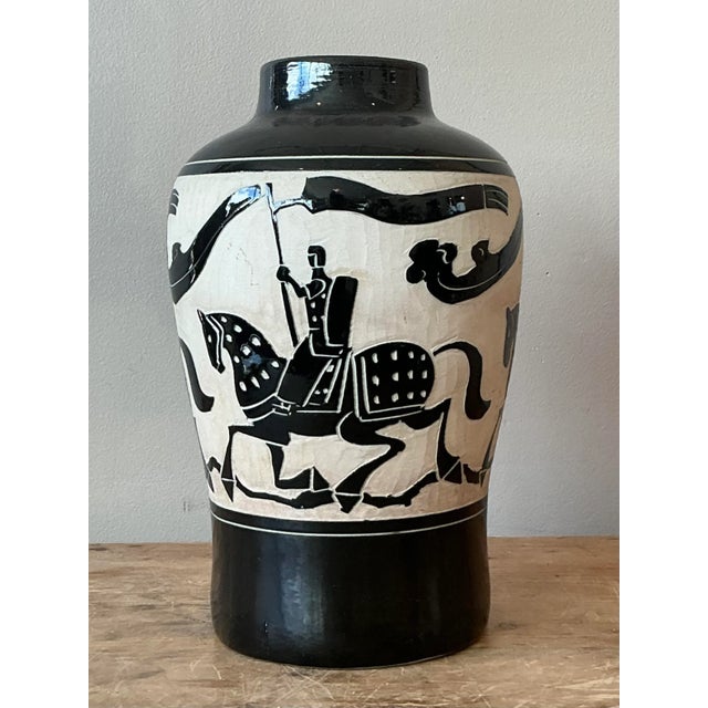 Mid-Century Modern Vintage Boho Painted Ceramic Vase For Sale - Image 3 of 5