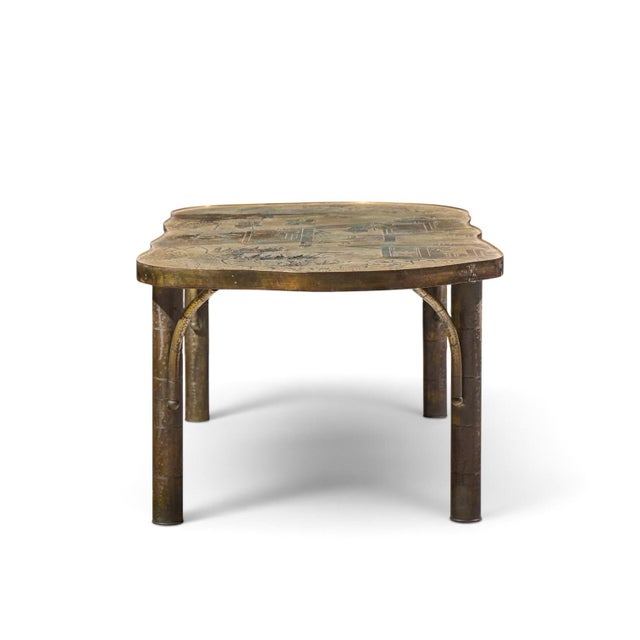 Mid 20th Century Philip & Kelvin LaVerne Chan Model 140 Mid Century Bronze Coffee Table For Sale - Image 5 of 11