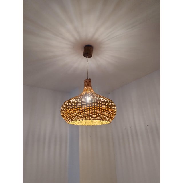 Mid-Century Modern Mid-Century Modern Wicker Pendant, 1970s For Sale - Image 3 of 17