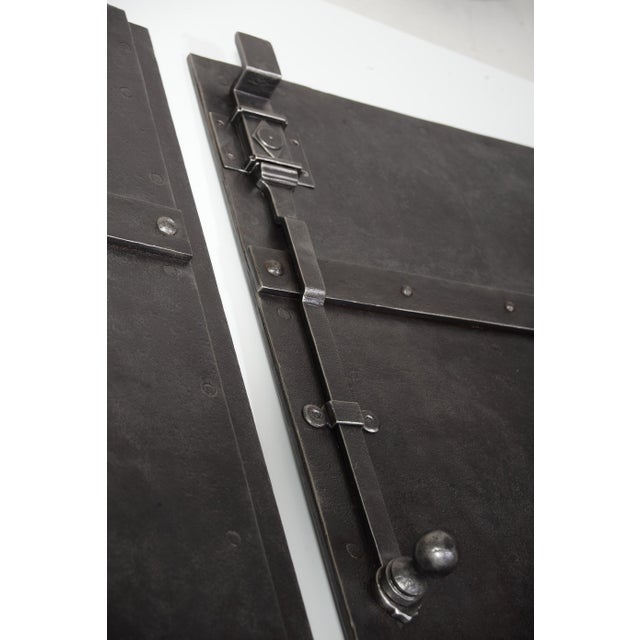 Antique Oversized Blue Iron Double Doors, 1880s For Sale - Image 16 of 18