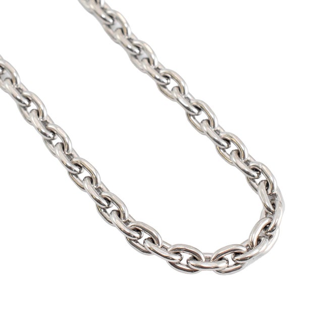 Early 21st Century Unisex 950 Platinum Solid Oval Anchor Cable Link Chain Necklace For Sale - Image 5 of 8
