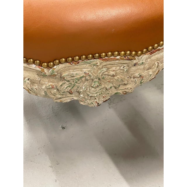 19th Century Pair of Louis XV Bergere Chairs Upholstered in Beige Leather For Sale - Image 18 of 18