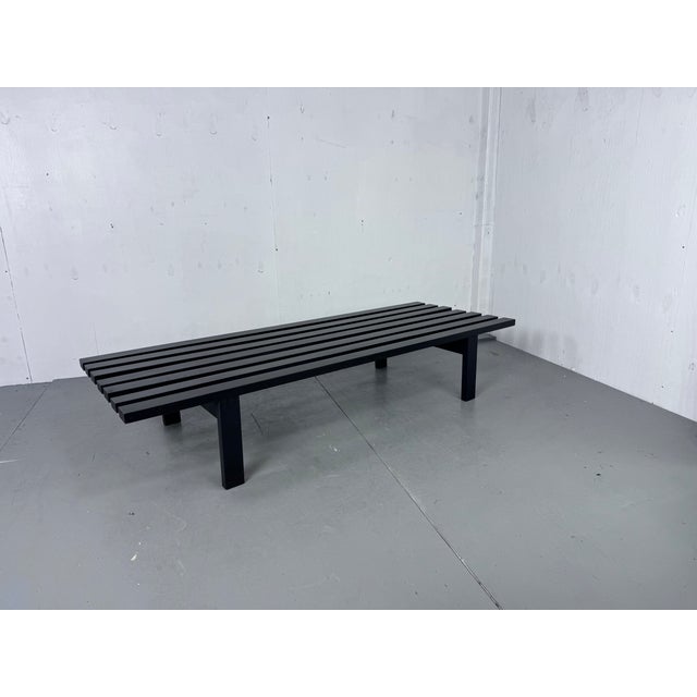Mid-Century Modern Japandi Black Slat Bench Coffee Table by Martin Visser for T Spectrum, 1960s For Sale - Image 11 of 13