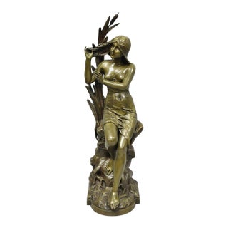Antique Edouard Drouot (1859-1945) "La Rosse" French Bronze Sculpture of Woman For Sale