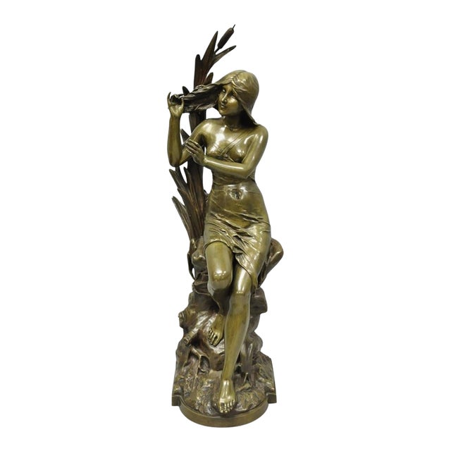 Antique Edouard Drouot (1859-1945) "La Rosse" French Bronze Sculpture of Woman For Sale