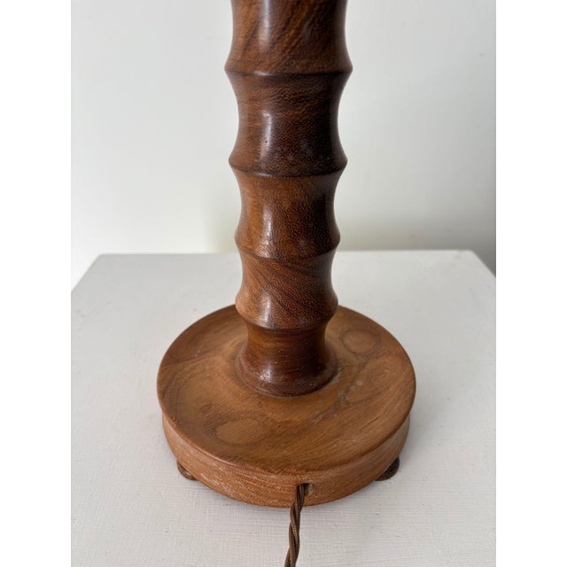 Wood 20th Century Hand Turned Table Lamp, France, 1940s For Sale - Image 7 of 8