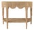 Matthew Izzo Home Paloma Demi Lune Rattan Console Table With Scalloped Top and Lower Open Shelf For Sale