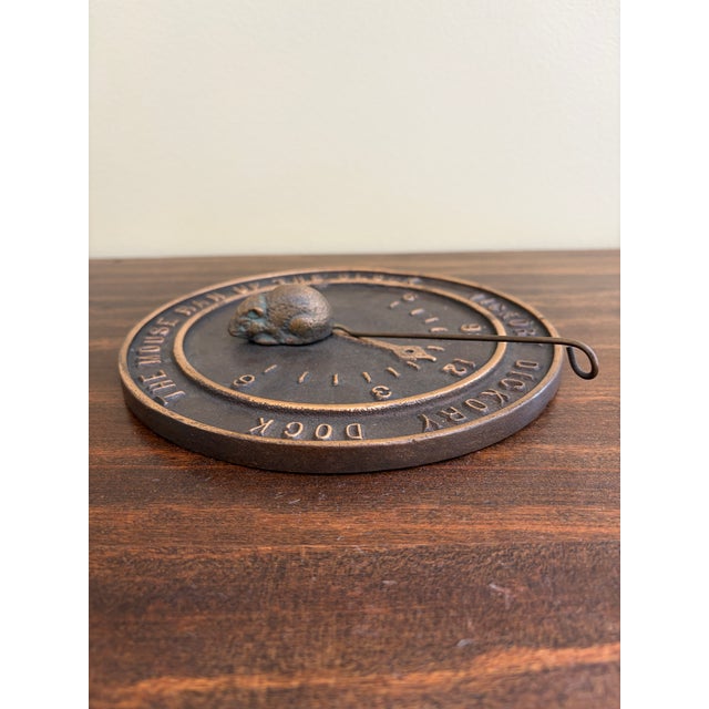Farmhouse Vintage English Country Bronze Garden Sundial With Mouse "Hickory Dickory Dock" For Sale - Image 3 of 7