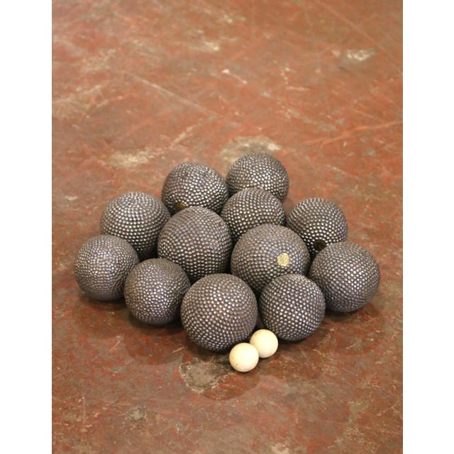 19th Century Set of 12 French Nail-Studded Boules With 2 Wooden Cochonnets For Sale In Dallas - Image 6 of 8