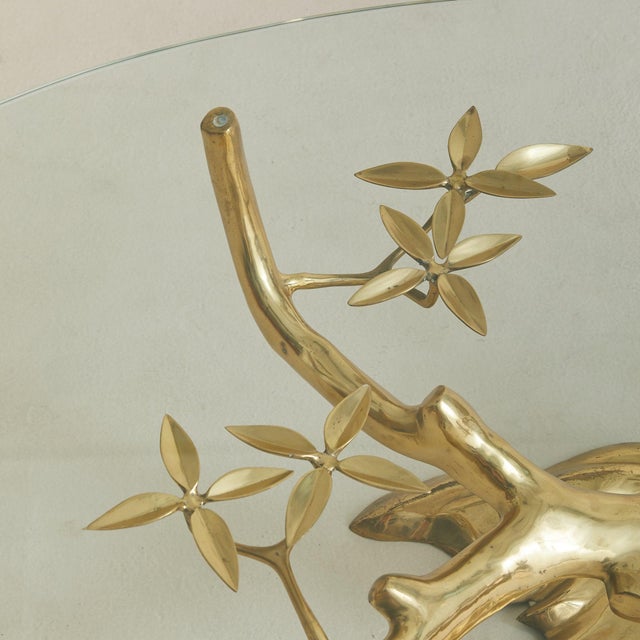 Belgian Brass Bonsai Coffee Table With Oval Glass Top Attributed to Willy Daro, 1970s For Sale - Image 10 of 10