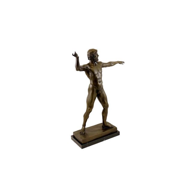 Neo-Classical Nude Bronze Zeus Figurine on a Black Marble Base For Sale - Image 6 of 9