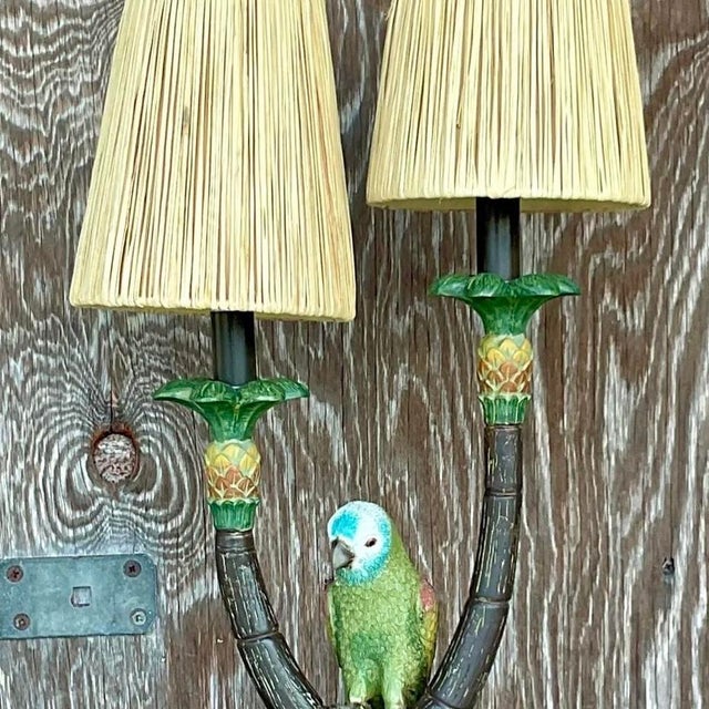 Vintage Boho Happy Parakeet Lamp For Sale - Image 9 of 13