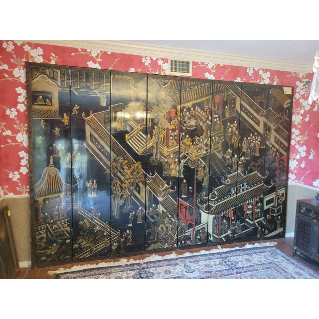 Coromandel Asian Lacquer 8 Panel Divider For Sale In Dallas - Image 6 of 11