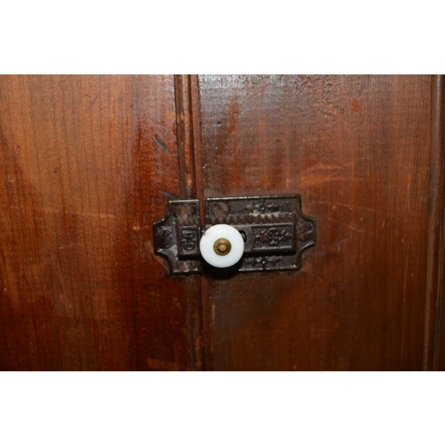 1970s Vintage Rustic Dark Pine Paneled Wooden Single Door Wardrobe Armoire / Coat Closet For Sale - Image 16 of 18