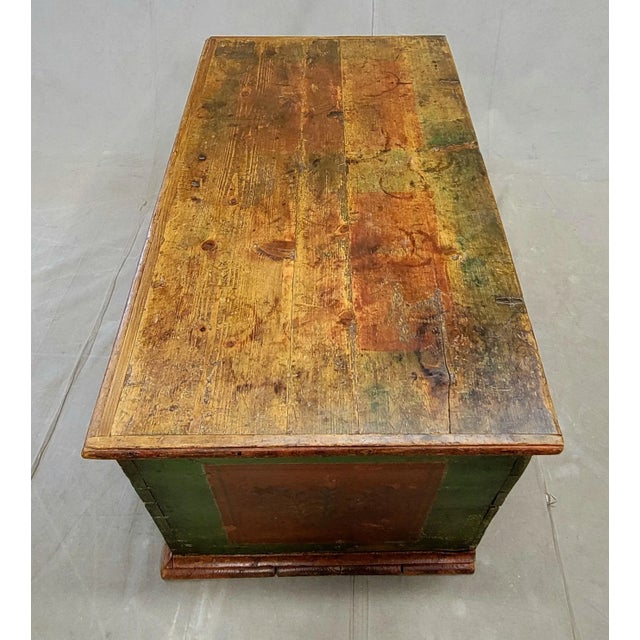 Wood Antique Eastern European Pine Blanket Chest With Original Paint For Sale - Image 7 of 16