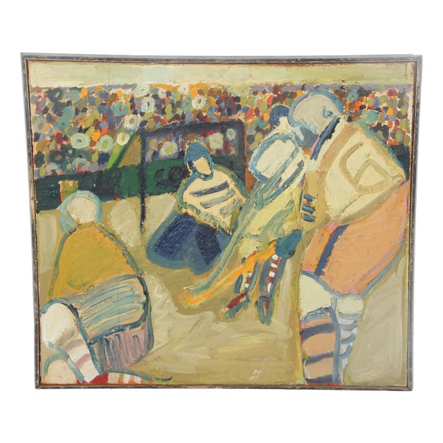 Steffensen Hans Voigt, Ishockey, 1970, Oil Painting on Canvas For Sale