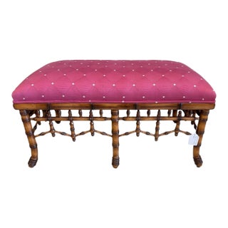 Vintage Chinoiserie Faux Bamboo Bench For Sale