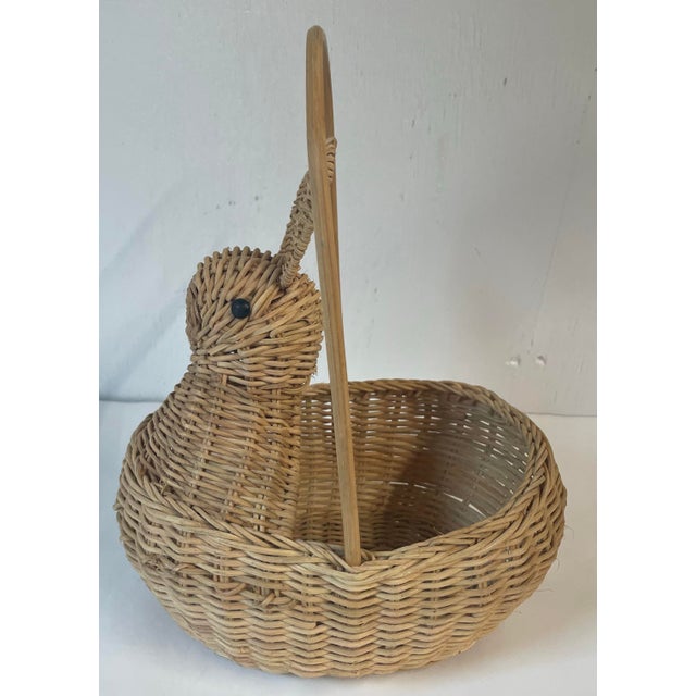 Mid 20th Century Vintage Rabbit Shaped Wicker Basket For Sale - Image 5 of 7
