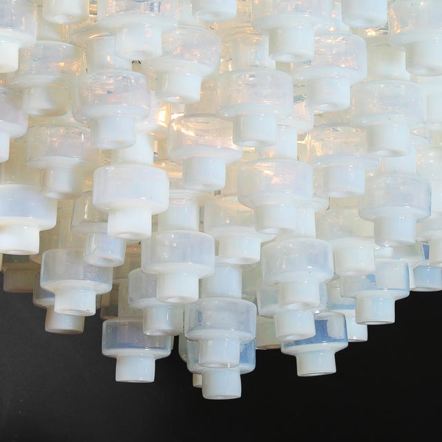 Modernist Hand-Blown Murano Opalescent Barbell Chandelier With Brass Fittings For Sale - Image 14 of 18
