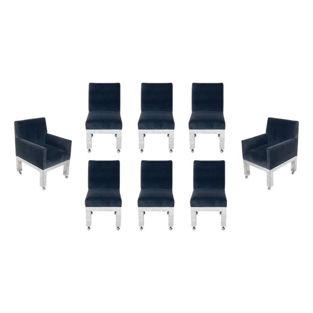 Set of Eight Chrome Cityscape Dining Chairs by Paul Evans for Directional For Sale