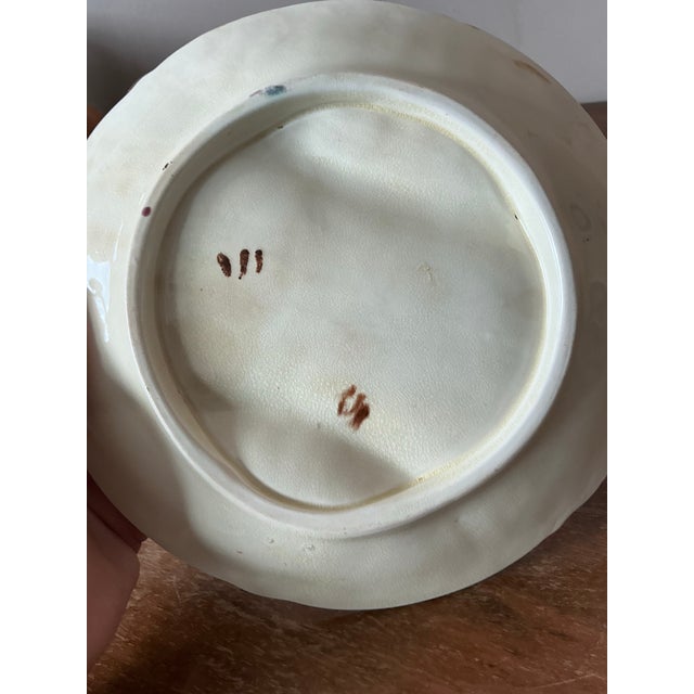 Vintage Regency French Majolica Asparagus Ceramic Plate For Sale In West Palm - Image 6 of 12