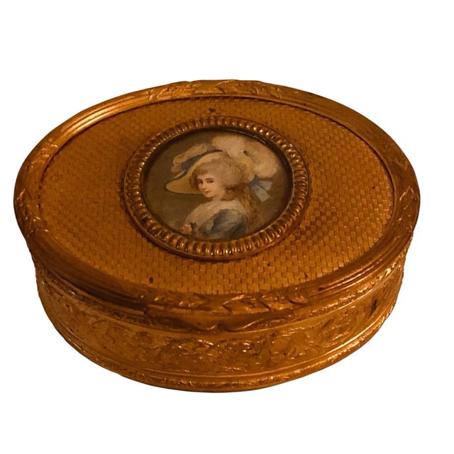 Late 19th Century Late 19th Century Antique French Bronze Dore Portrait Box For Sale - Image 5 of 7