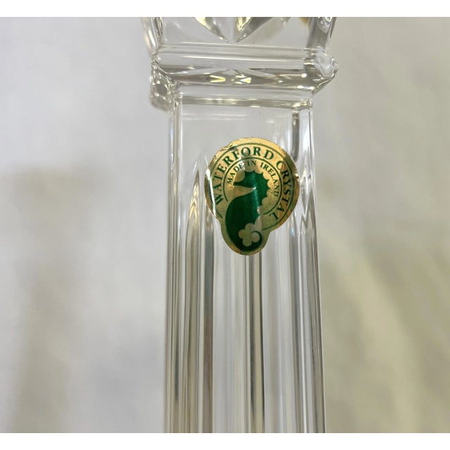 Waterford Crystal Candlesticks on Wood Plinths- a Pair For Sale - Image 12 of 13