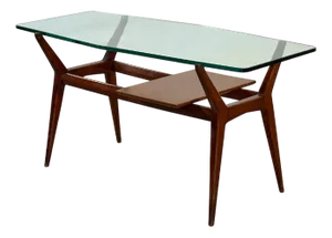 Wooden Coffee Table with Glass Top, 1950s
