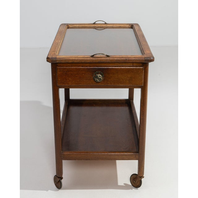 Brown French Oak Bar Cart, Antique, France, Circa 1950 For Sale - Image 8 of 14