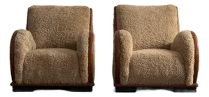 Danish Art Deco Easy Chairs in Sheepskin, Pair, c. 1940