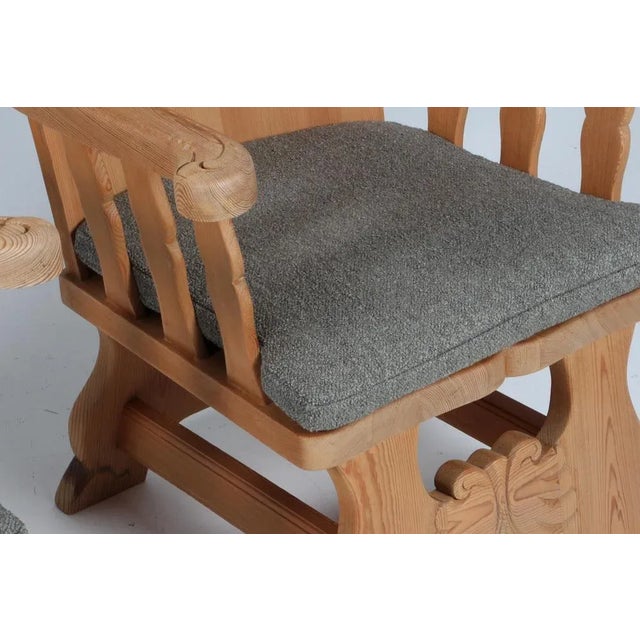 Set of Armchairs in Pine and Boucle by Krogenæs, 1970s For Sale - Image 4 of 9
