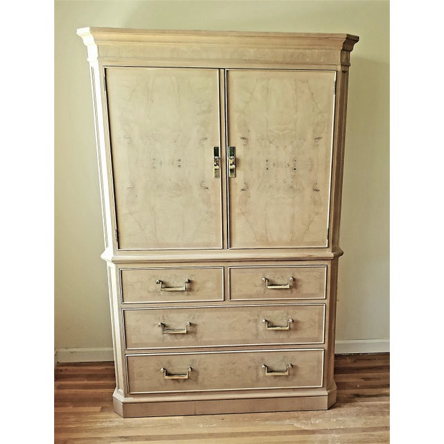 Wood 1990s Drexel Heritage Corinthian Collection Olive Burl Wood Finish Storage Cabinet For Sale - Image 7 of 7