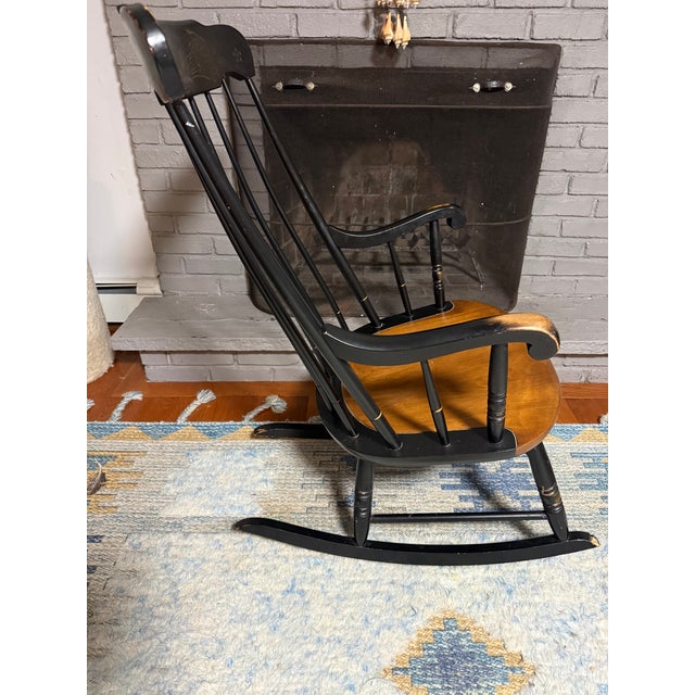 Wood Authentic 19th Century L. Hitchcock Windsor Rocking Chair — Hitchcocksville, Conn. For Sale - Image 7 of 9