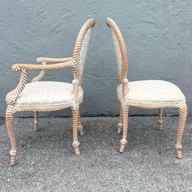 French Provincial Vintage French Provincial Carved Rope Dining Chairs - Set of 4 For Sale - Image 3 of 9