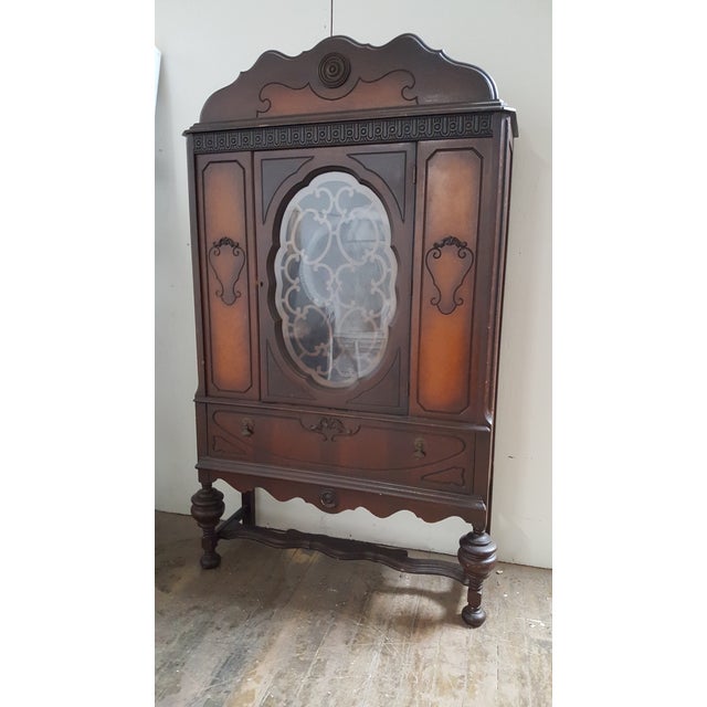 Antique Art Deco Waterfall Armoire Vintage Waterfall Hutch China