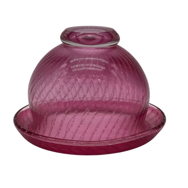 Mid-Century Modern Mid Century Modern Planned Bubble Cranberry Glass Centerpiece Bowl or Vase For Sale - Image 3 of 5