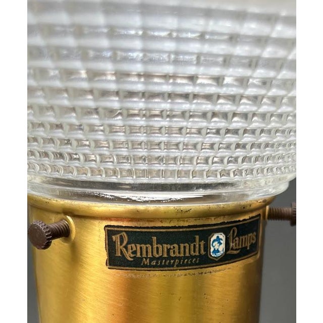 Rembrandt Tall Wood/Brass Post Pyramid Base Table or Floor Lamp | Chairish