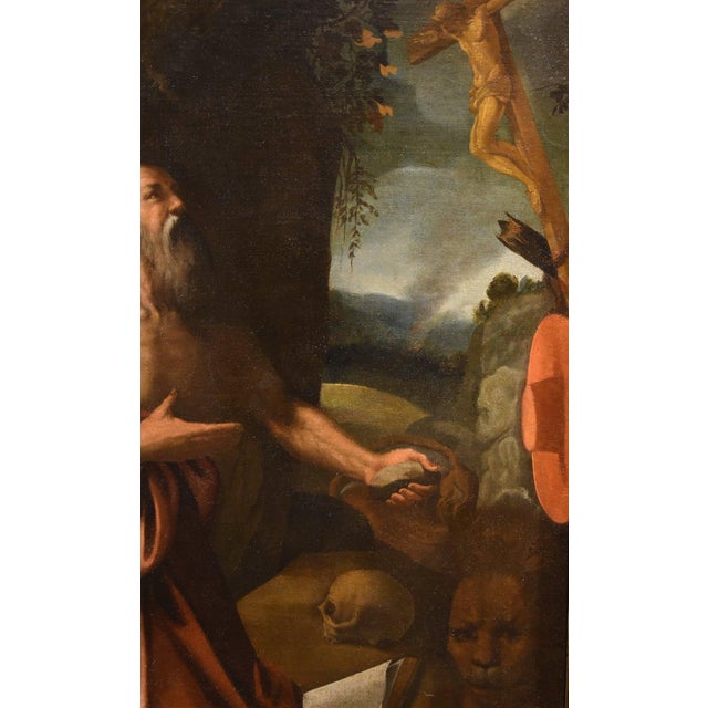 16th Century Workshop of Alessandro Bonvicino / Il Moretto, Saint Jerome, 1550, Oil on Canvas For Sale - Image 5 of 16