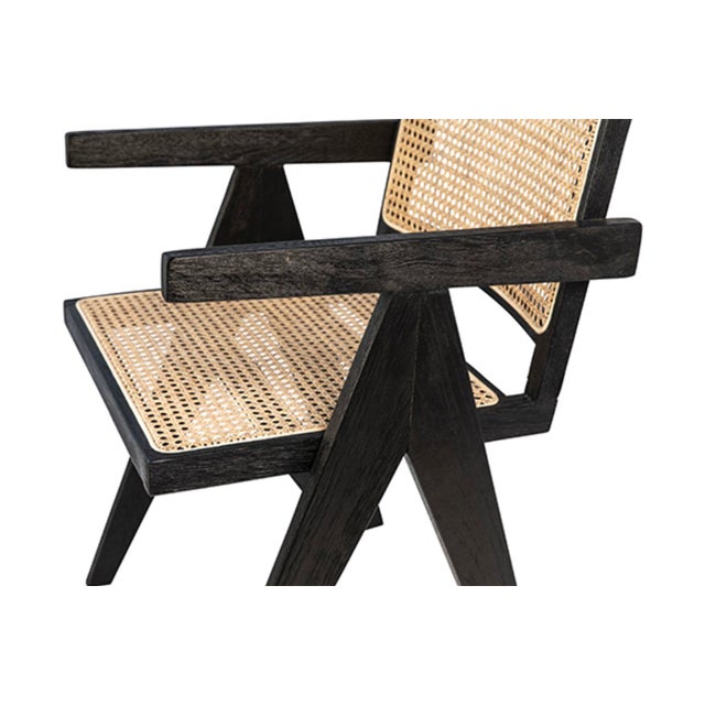 Black Oak Cane Dining Arm Chair Chairish