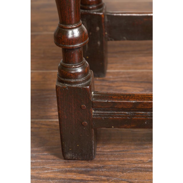 English 1800s Georgian Oak Side Table with Single Drawer and Baluster Legs For Sale - Image 4 of 12