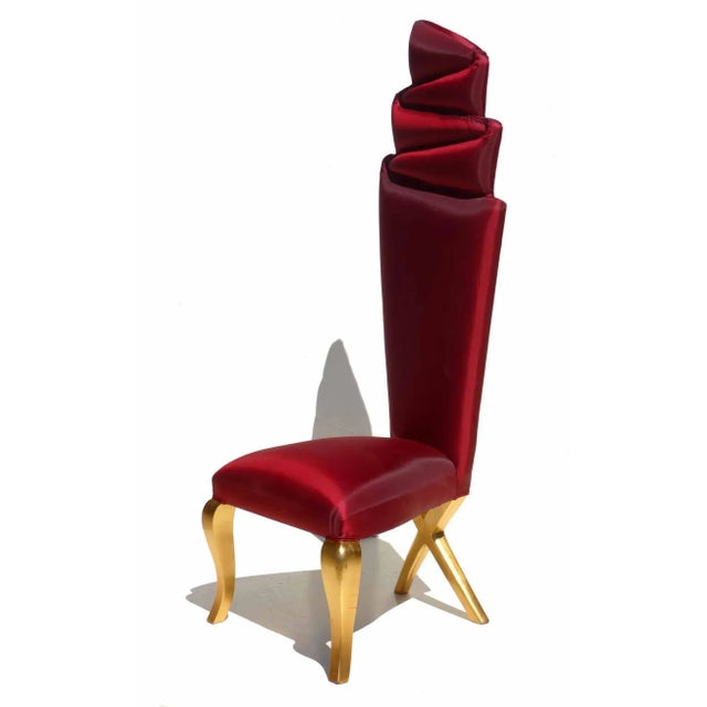 Set of Gold and Red Chairs For Sale - Image 4 of 12