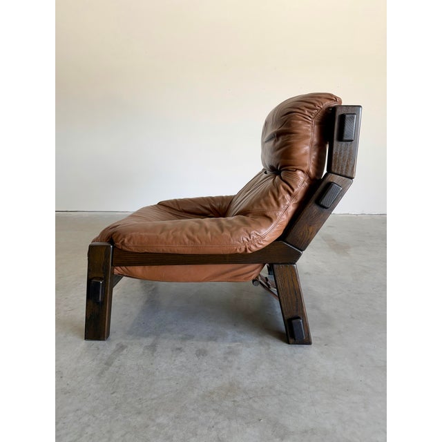 Mid-Century Modern 1970s Gerard Van Den Berg for Montis Attrb Dutch Brutalist Leather Lounge Chair For Sale - Image 3 of 9