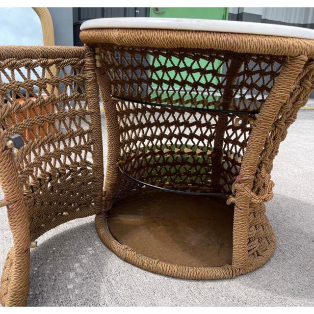Stone Marzio Cecchi Studio Most Rope Travertine Top Side Tables or Nightstands, a Pair For Sale - Image 7 of 12