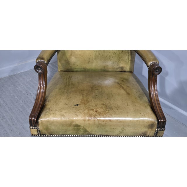 Leather and Mahogany Office Desk Chair, 1920s For Sale - Image 4 of 12